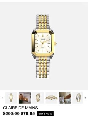 Gold & Silver Two-Tone Rectangular Women's Watch